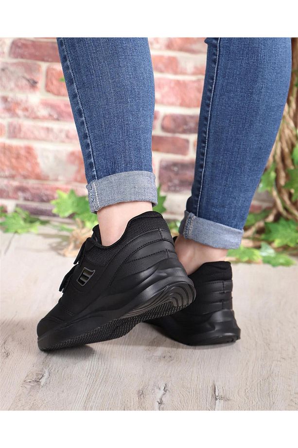 M.P. 232-1307 Zn Siyah Cırtlı Sneaker Ayakkabı - 4