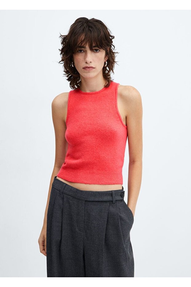 Askılı triko bluz - 1