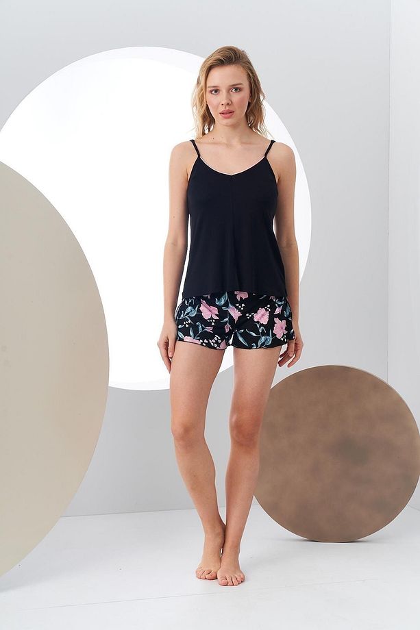 Pijama Kadın Ip Askılı Şort Takım 24165 - 1