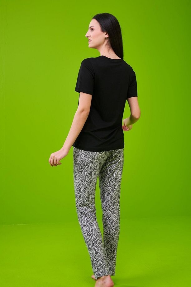 23174 Kadın Desenli Pijama Takım - 4