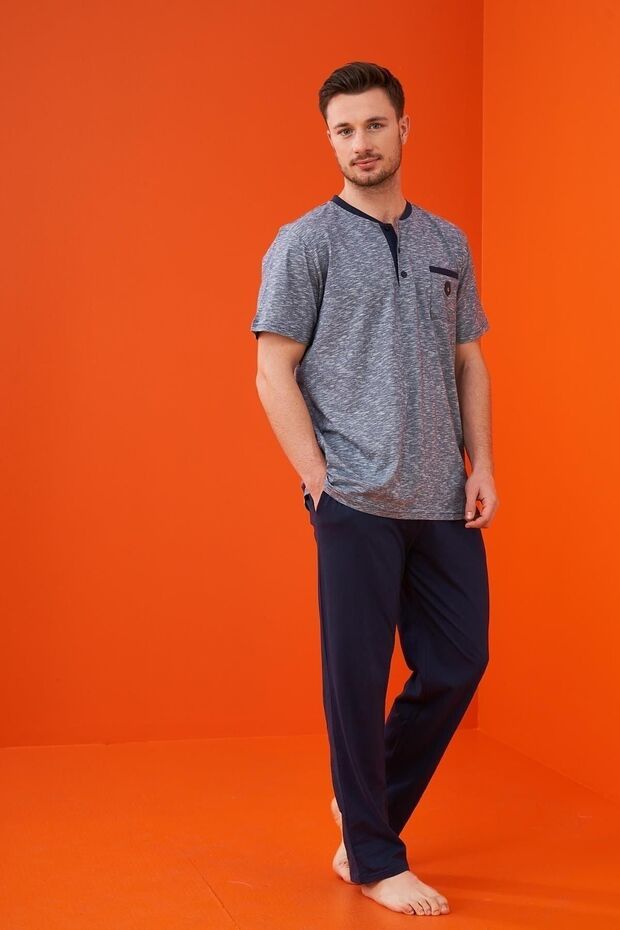 23322 Men's Pajama Set with Placket - 2