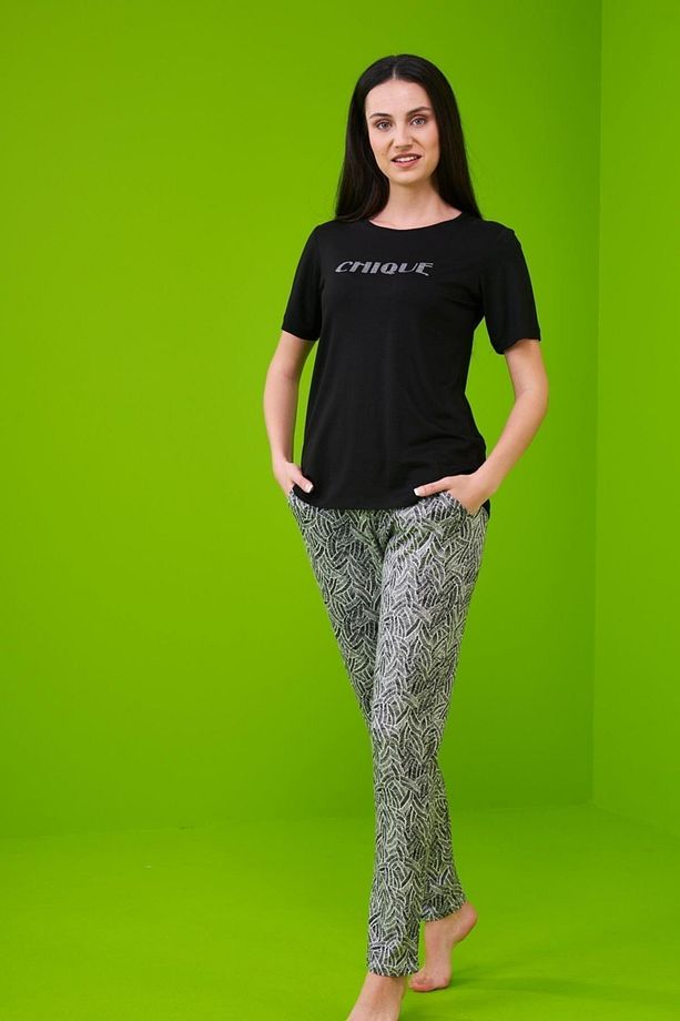 23174 Kadın Desenli Pijama Takım - 1