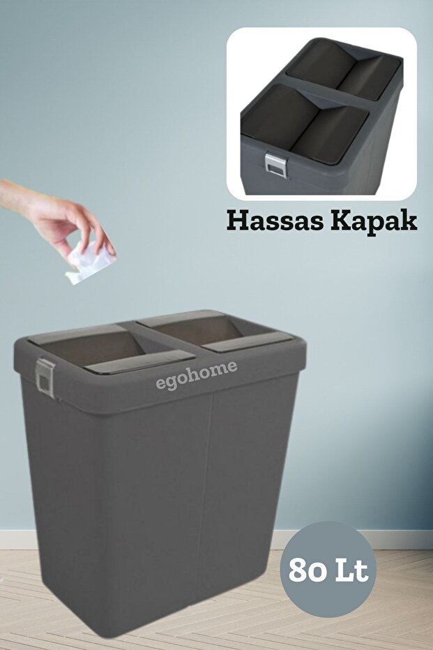 Mote Black 80 Lt Trash Can Sensitive Lid Trash Can Practical Lid - 1
