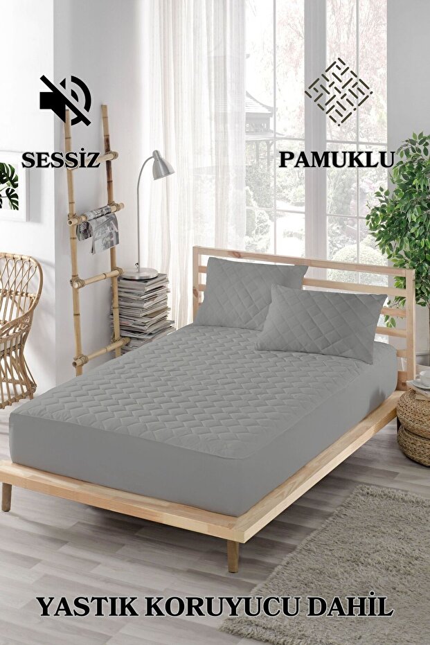Colorful Mattress Set-100% Cotton-Silent-3 Pieces-Quilted-Pillow Mattress-Grey