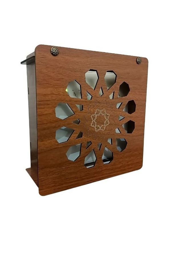 Modem Saklama Kutusu Ahşap Ceviz Dokulu Iç Ölçüler 18 X18x7.5 Cm - 3