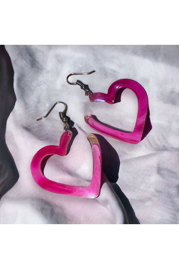 Pembe Kalpli Epoksi Küpe - 4