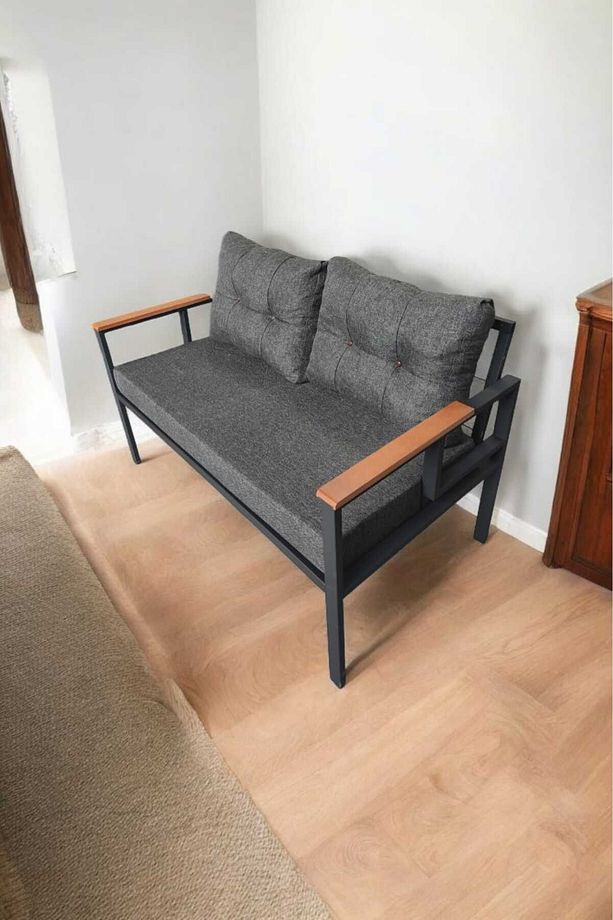 Pi Elize Tekli Bahçe Mobilyası,balkon Mobilyası 2'li 60x120cm Antrasit - 1