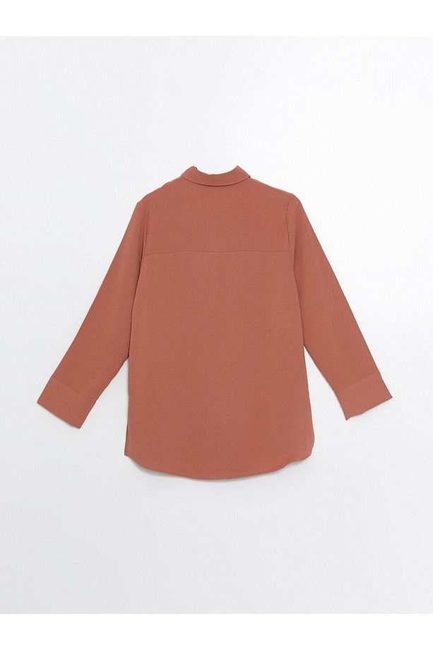 LCWAIKIKI Classic Kiremit Düz Oversize Kadın Gömlek Tunik - 6