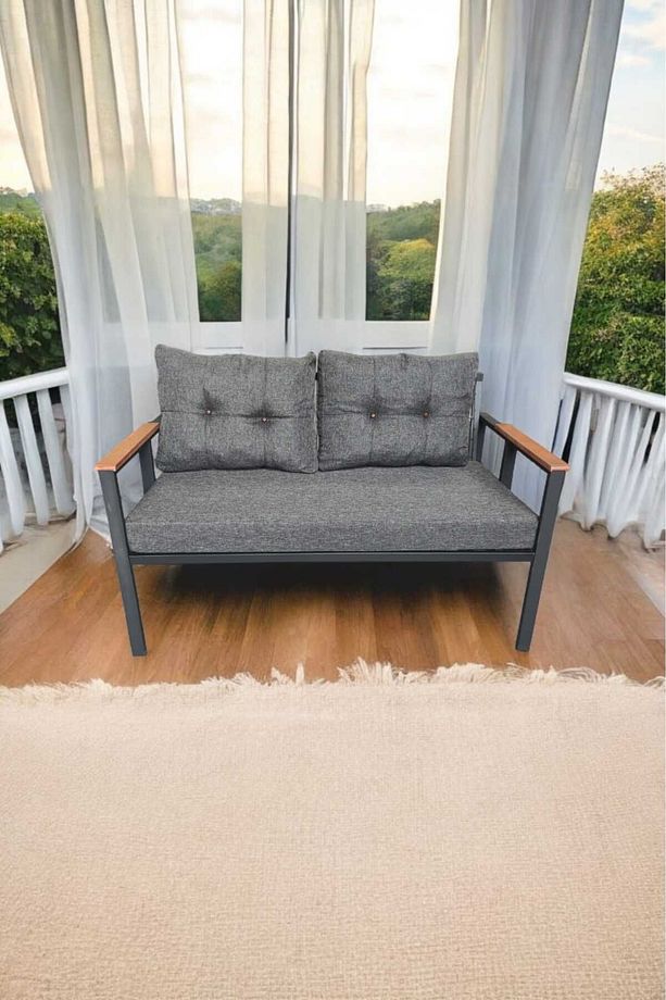 Pi Elize Tekli Bahçe Mobilyası,balkon Mobilyası 2'li 60x120cm Antrasit - 2