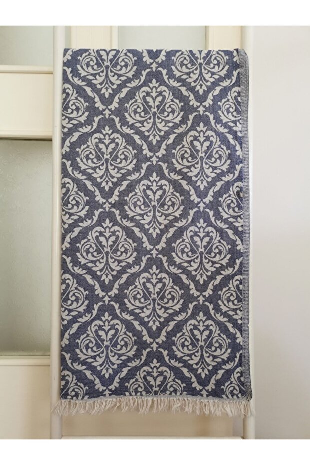 Peshtemal, Bath Towel, Beach Towel, 100% Cotton Damask Navy Blue