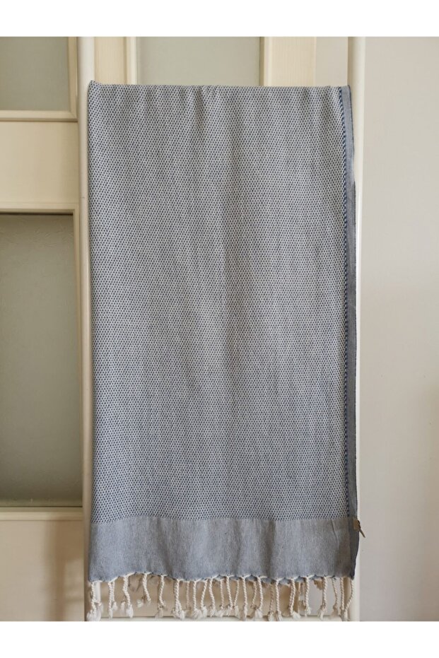 Peshtemal Bath Towel, Beach Towel 100% Cotton, Double Face Honeycomb Navy Blue