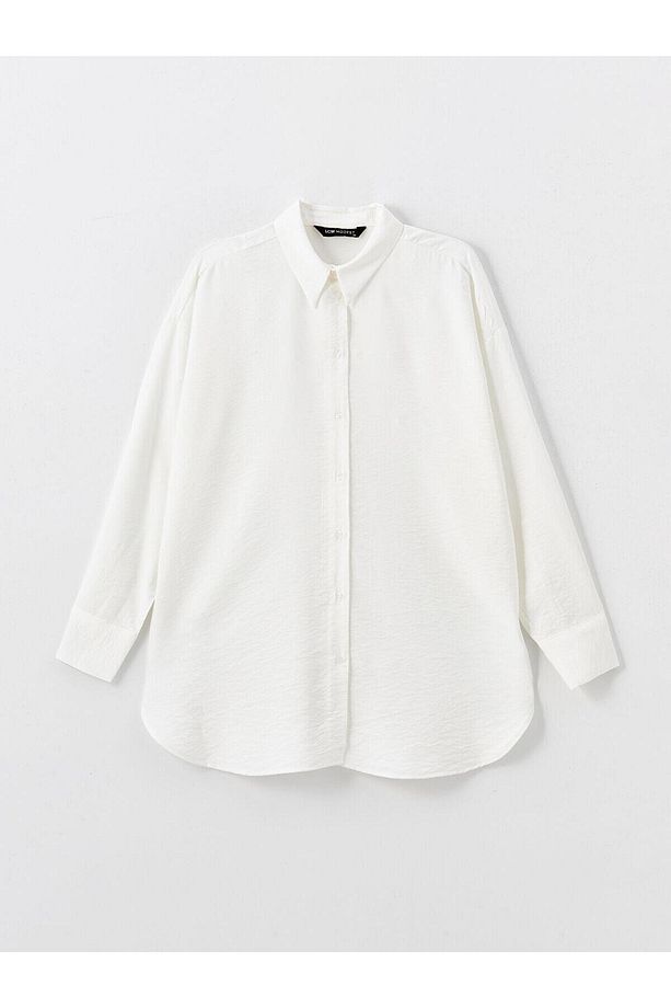 LCW Modest Ekru Düz Oversize Kadın Gömlek Tunik - 1