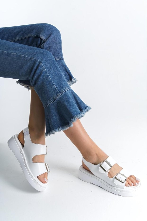 Wedge heel double strap buckle women's sandals summer lightweight women's sandals orthopedic women's sandals