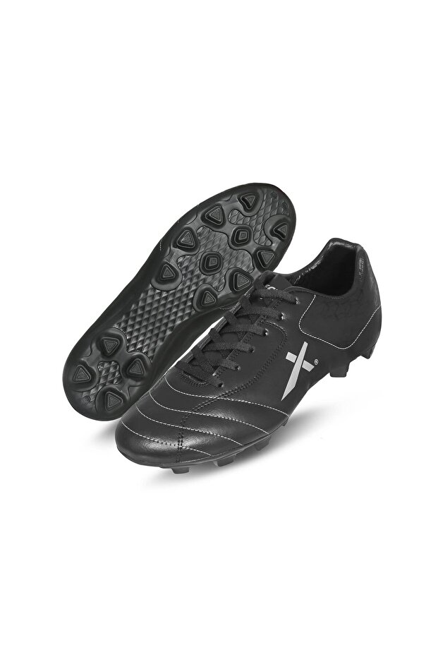 Dynamic Football Shoes (Black/Silver, 6 UK/ 7 US / 40 EU) | Synthetic Leather | PVC sole