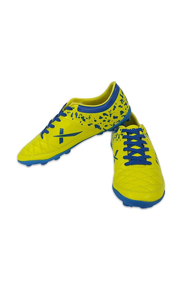 Fizer Indoor Football Shoes (Yellow/Blue,10 UK/ 11 US / 44 EU) | Leather | Moulded Insole