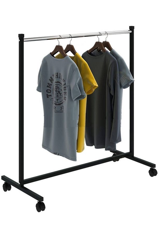 Ekonomik Tek Katlı Tekerlekli Askılık Elbise Askılığı Orta Stand - 2