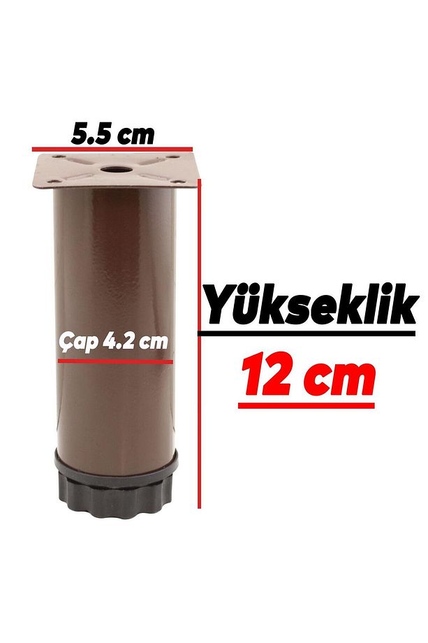 Ayarlanabilir Mobilya Kanepe Baza Koltuk Metal Destek Yükseltici Kahve Ayağı 12 cm Ayakları 8 Adet - 3