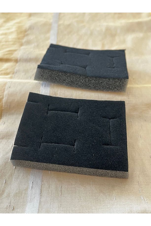 Sünger Takı Kutusu Süngeri 1. Kalite 24 Adet 6x8x1,5cm Siyah Flok Kaplı - 3