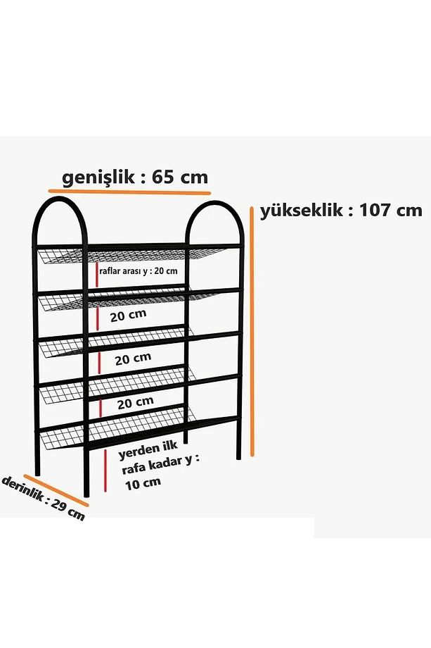 Ayakkabılık 5 Katlı Metal Ayakkabı Rafı Tel Raf 5067 - 4