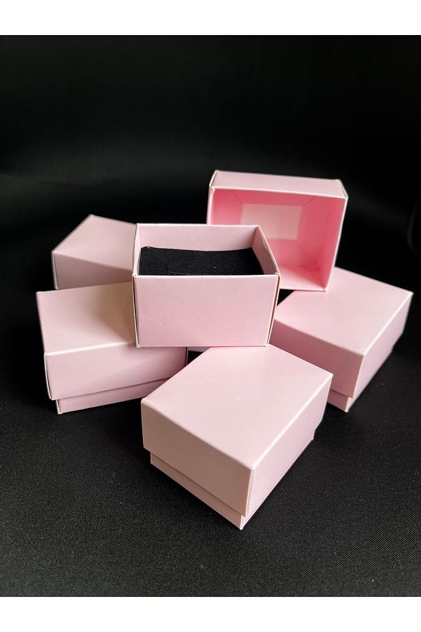 Pembe Süngerli Yüzük Kutusu 5,5x4,5x3,5cm - 15 Adet Kullanıma Hazır/ Yapılı Kutu Olarak Sevk - 3