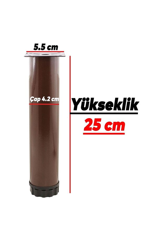 Ayarlanabilir Mobilya Kanepe Baza Koltuk Metal Destek Yükseltici Kahve Ayağı Ayakları 25 cm 8 Adet - 2