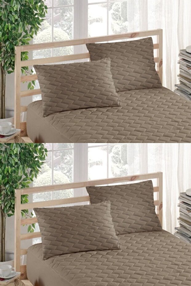Colorful Pillow Mattress (4 PCS), 100% Cotton, Quilted, Pillow Protector, Pillow Cover, Brown