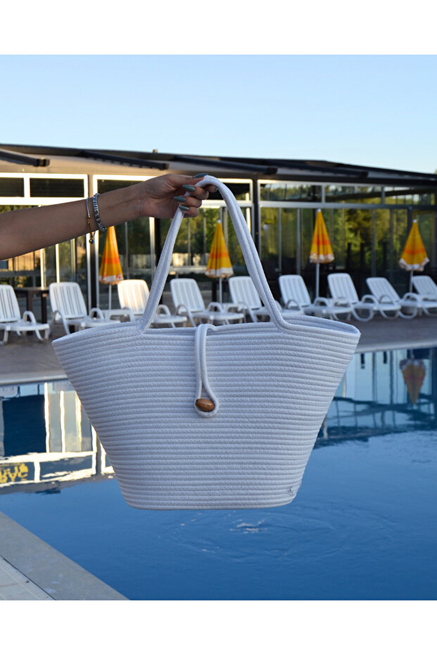 Jute Buttoned Women's Beach Bag Accessory Daily Casual Bag Natural Handmade Stylish Bag