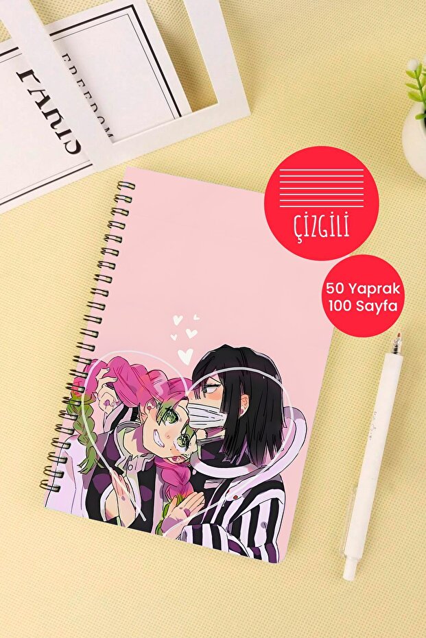 Demon Slayer Themed A5 Spiral School Notebook 50 Sheets 100 Pages - Lined