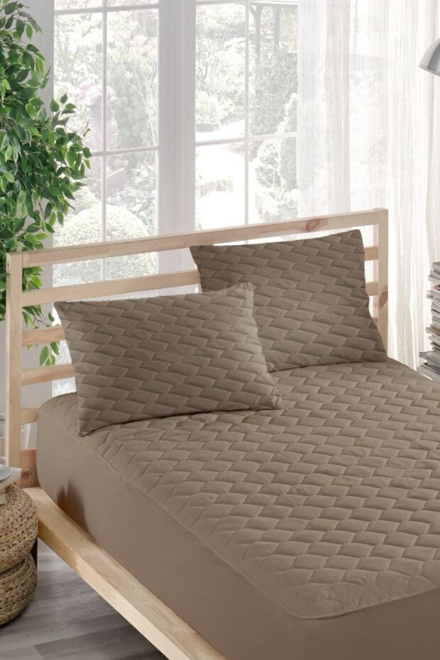 Colorful Pillow Mattress (2 PCS), 100% Cotton, Quilted, Pillow Protector, Pillow Cover, Brown