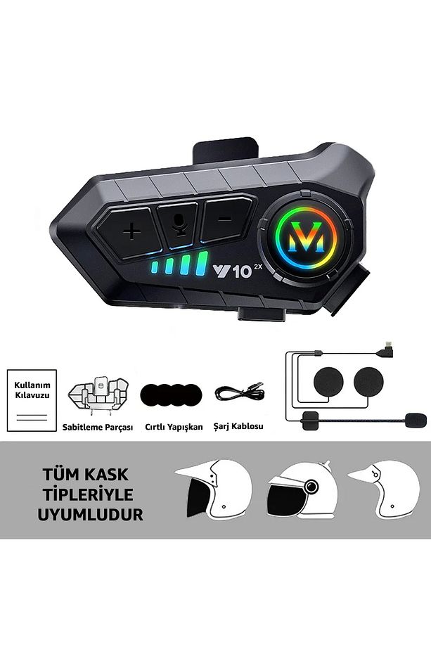 Y10-2X Bluetooth Kask İntercom Kask İnterkom 2 Kişi Bağlantılı Kask İntercom Motorsiklet İntercom - 2