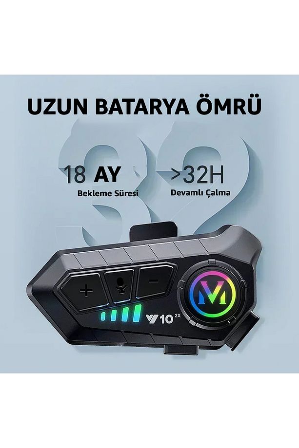 Y10-2X Bluetooth Kask İntercom Kask İnterkom 2 Kişi Bağlantılı Kask İntercom Motorsiklet İntercom - 3