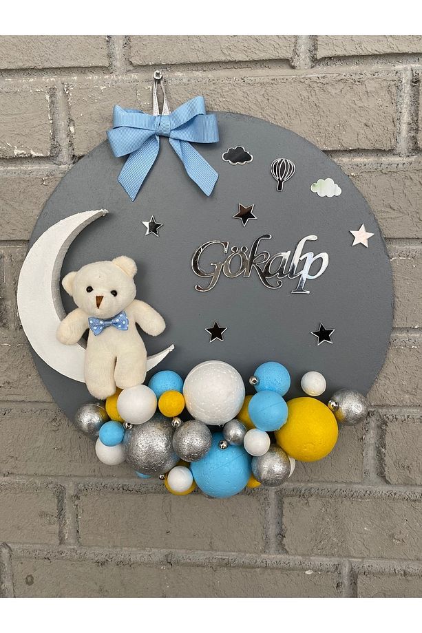 30 cm Yuvarlak Bubble Bebek Kapı Süsü Hastane Doğum Odası - 1