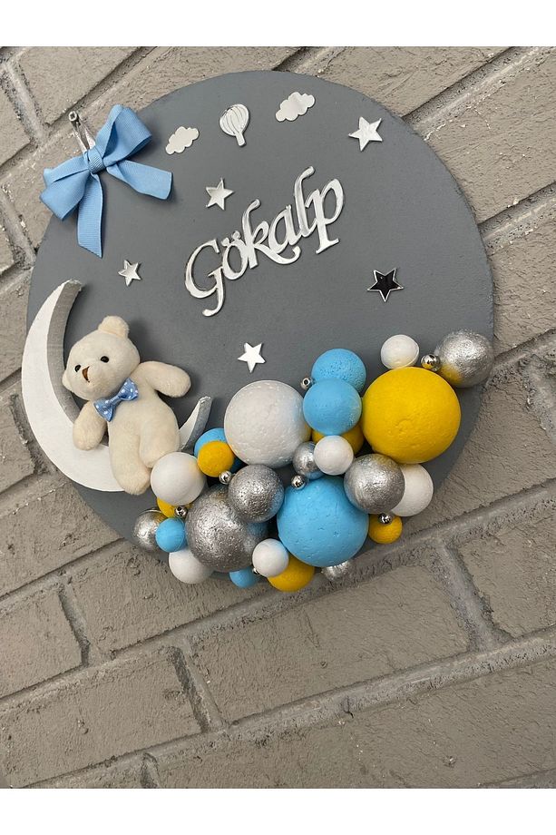 30 cm Yuvarlak Bubble Bebek Kapı Süsü Hastane Doğum Odası - 3