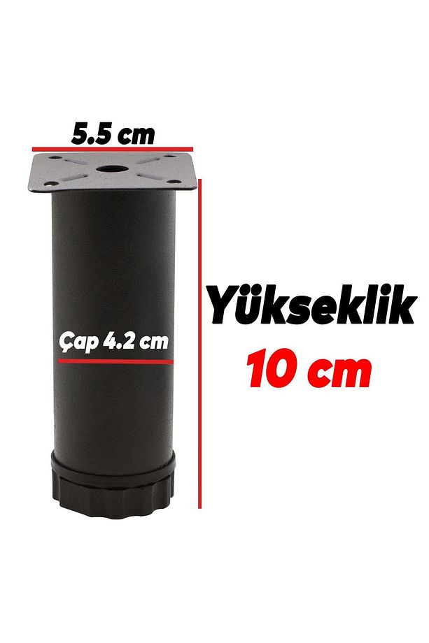 Ayarlanabilir Mobilya Kanepe Baza Koltuk Metal Destek Yükseltici Ayağı 10 Cm Siyah Ayakları 8 Adet - 3