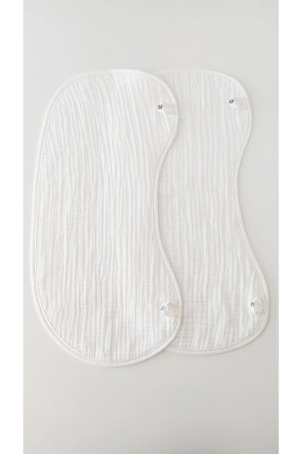 Pack of 2 100% Cotton Organic 4-Layer Muslin Baby Shoulder Cover / Muslin Mouth Wipes / Nickel-Free Snap Fasteners