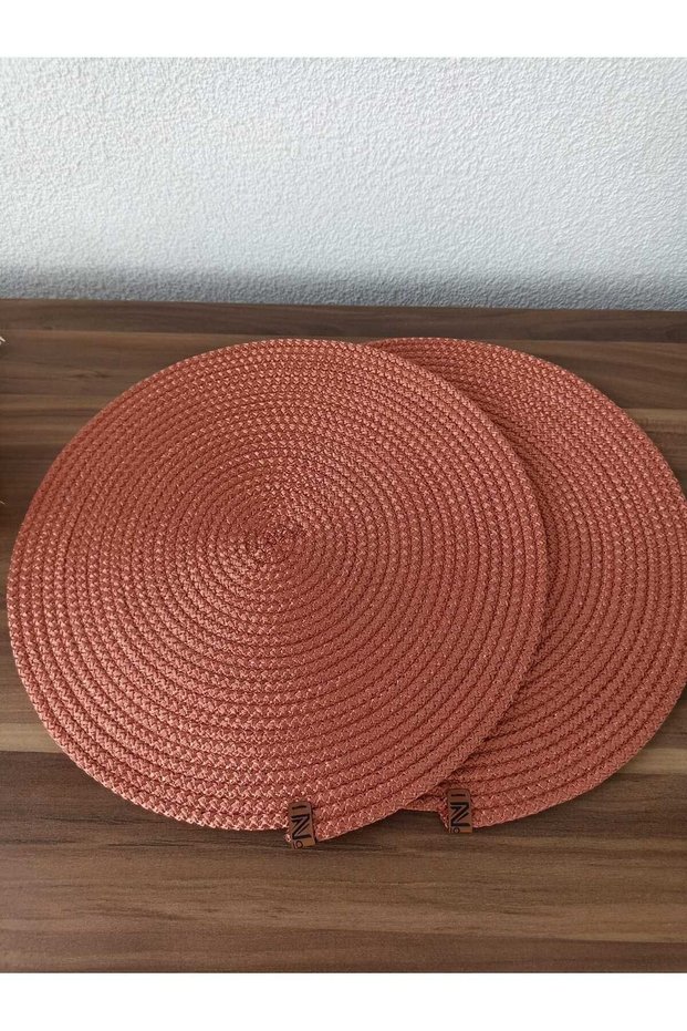 Copper Color Plate Set / 2 Plates / Placemat / Coffee Presentation / Plate Coaster - 32 cm