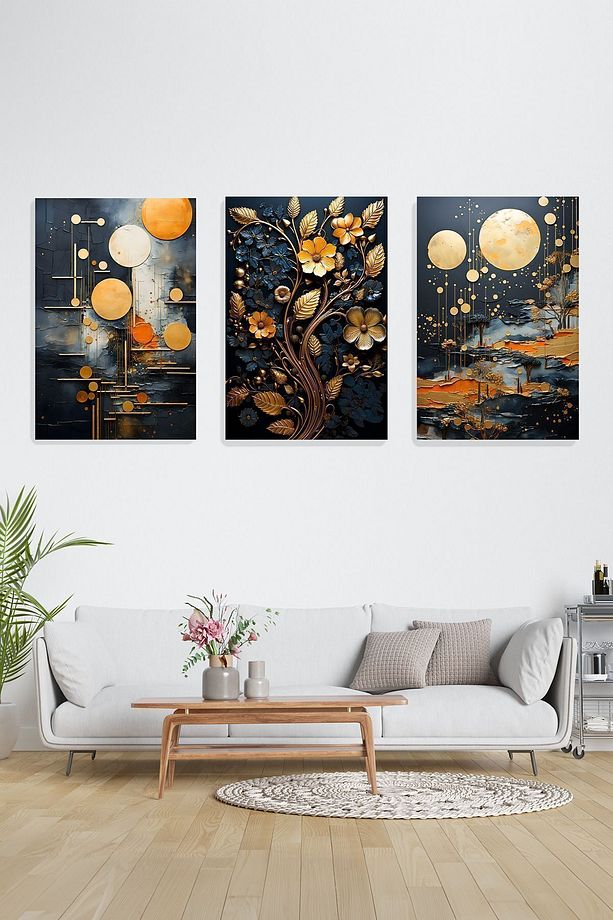 3 Lü Tablo - Elite Style - Dekoratif 3 Lü Tablo - 3 Lü Tablo - 3lü Tablo - Üçlü Tablo - 1