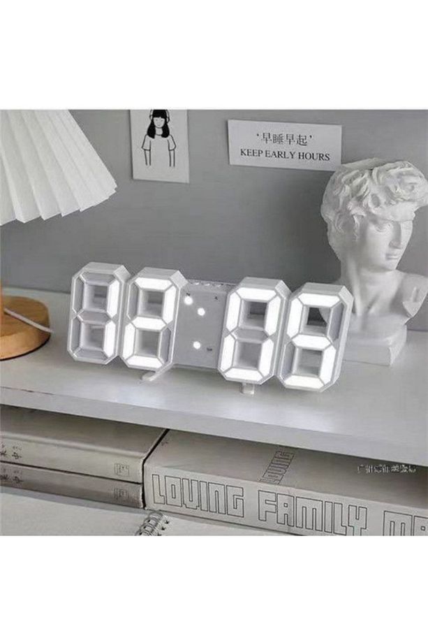 Yeni Nesil Dekoratif Dijital 3d Led Masa Duvar Çalar Saati Takvim Termometre - 3