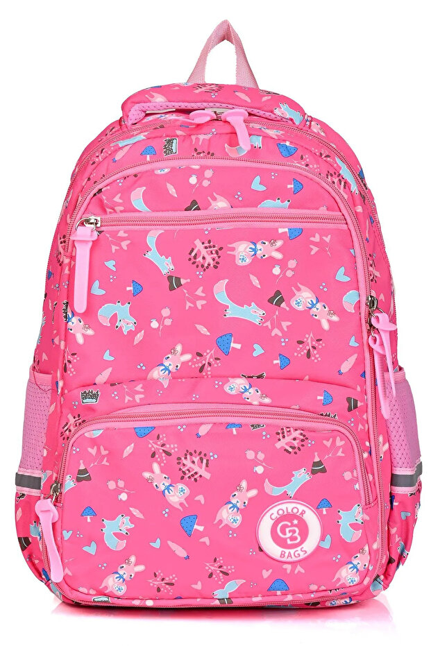 حقيبة ظهر مدرسية أساسية لتقويم العظام منقوشة باللون الوردي - 1