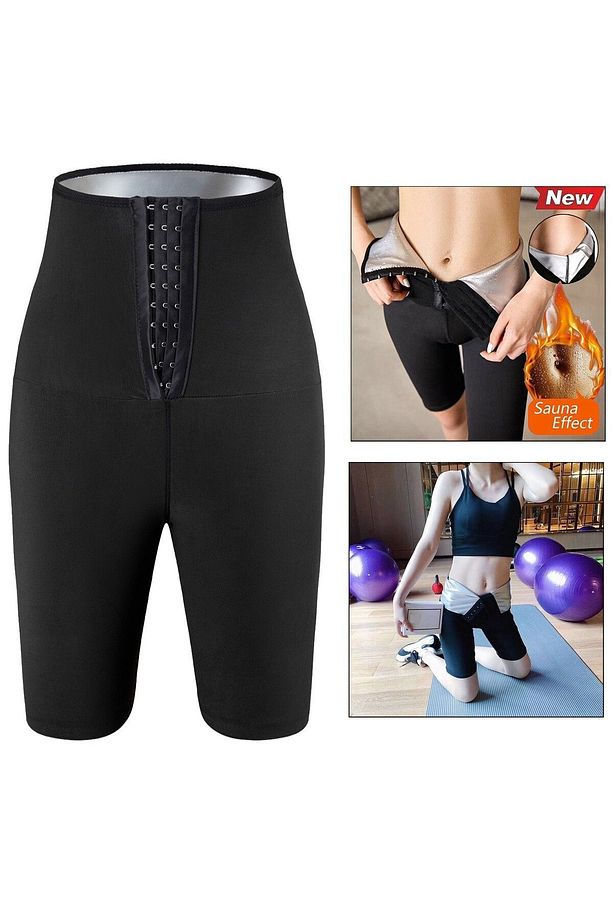 Sauna-Şort Model Zayıflatan Termal Iki Beden Incelten Vücut Şekillendirici Sauna Agraflı Korse Şort - 4