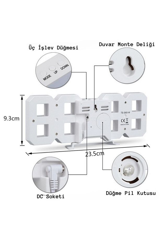 Yeni Nesil Dekoratif Dijital 3d Led Masa Duvar Çalar Saati Takvim Termometre - 6