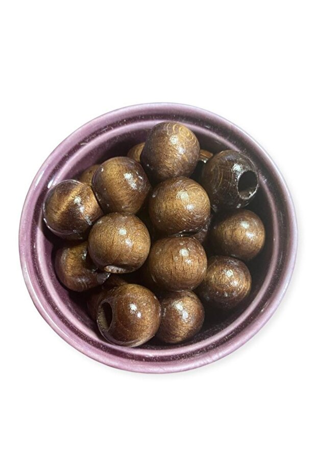 22 Mm Brown Wooden Beads - 20 Pieces