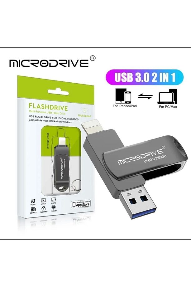 512gb. Iphone Lightning Ve Usb 3.0 Flash Bellek Otg Çift Giriş Sağlam Metal Orginal - 1