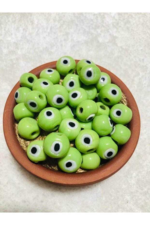 Light Green Medium Size Danagöz Evil Eye Bead - Jewelry Bead - 10 Pieces