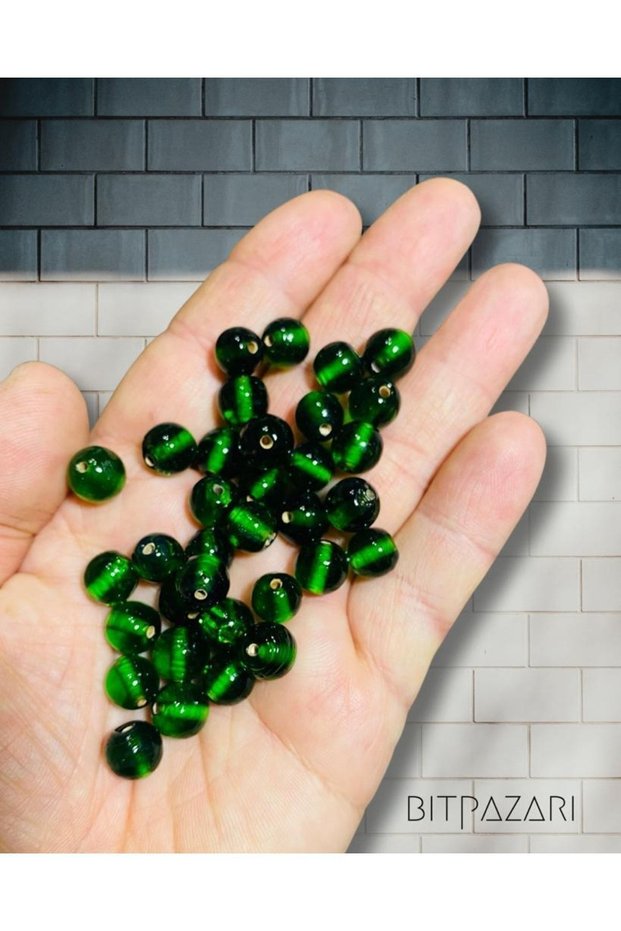 Premium Series Dark Green Glass Beads - 12 Pieces