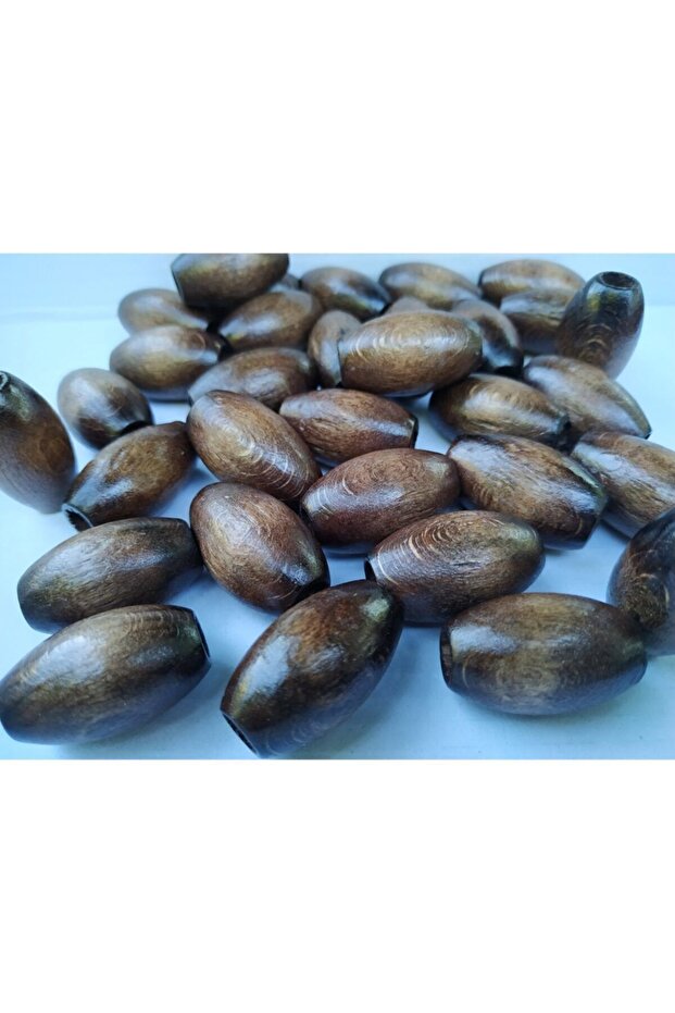 30 Mm Oval Wooden Beads (50 Pieces) Brown