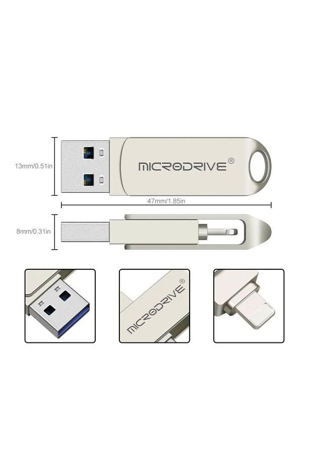 512gb.iphone Lightning Ve Usb 3.0 Usb Flash Bellek Otg Çift Girişli Metal Sağlam Orginal - 6