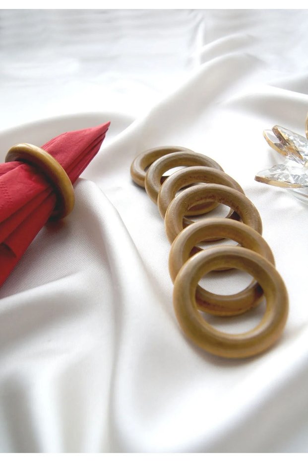Set of 8 Wooden Presentation Natural, Napkin Holder, Ring Napkin Ring - Wedding Invitation Organization