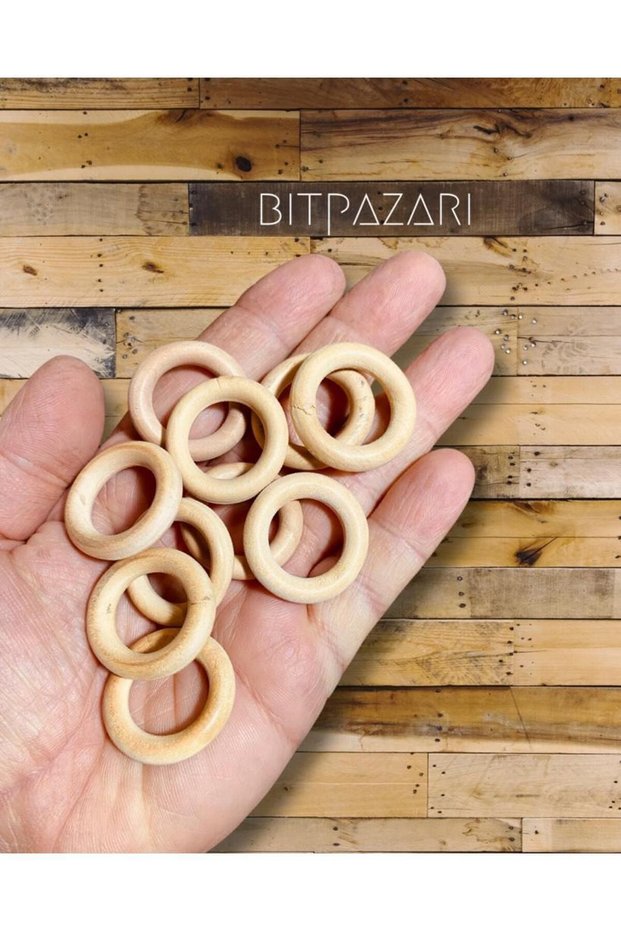 3 Cm 10 Pieces Wooden Macrame Keychain, Teething Tool, Amigurumi Ring