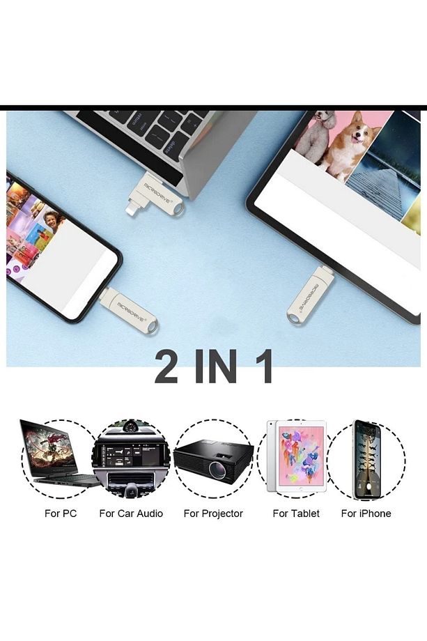 512gb.iphone Lightning Ve Usb 3.0 Usb Flash Bellek Otg Çift Girişli Metal Sağlam Orginal - 3
